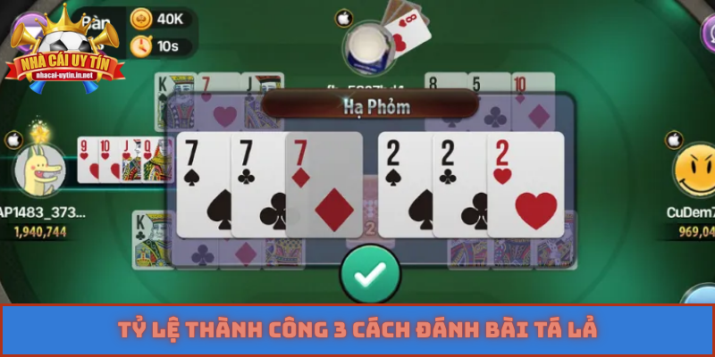 Tỷ lệ thành công 3 cách đánh bài tá lả