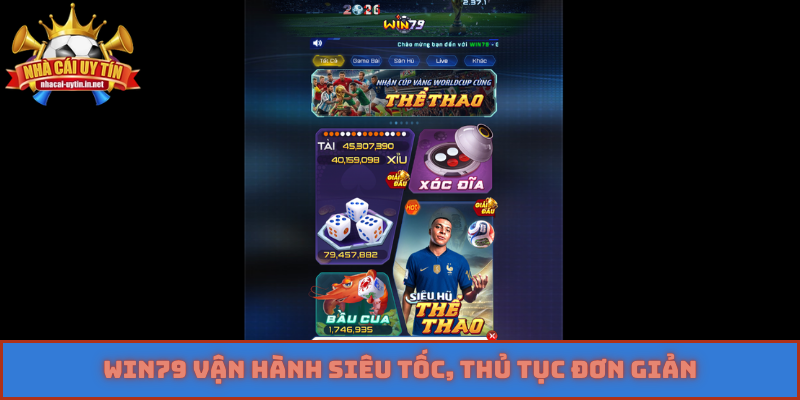 Win79 vận hành siêu tốc, thủ tục đơn giản